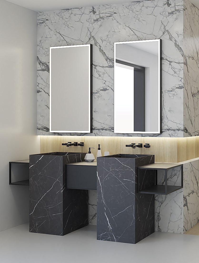 CLASSIC LINE lustro w czarnej ramie z oświetleniem LED 65 x 100cm