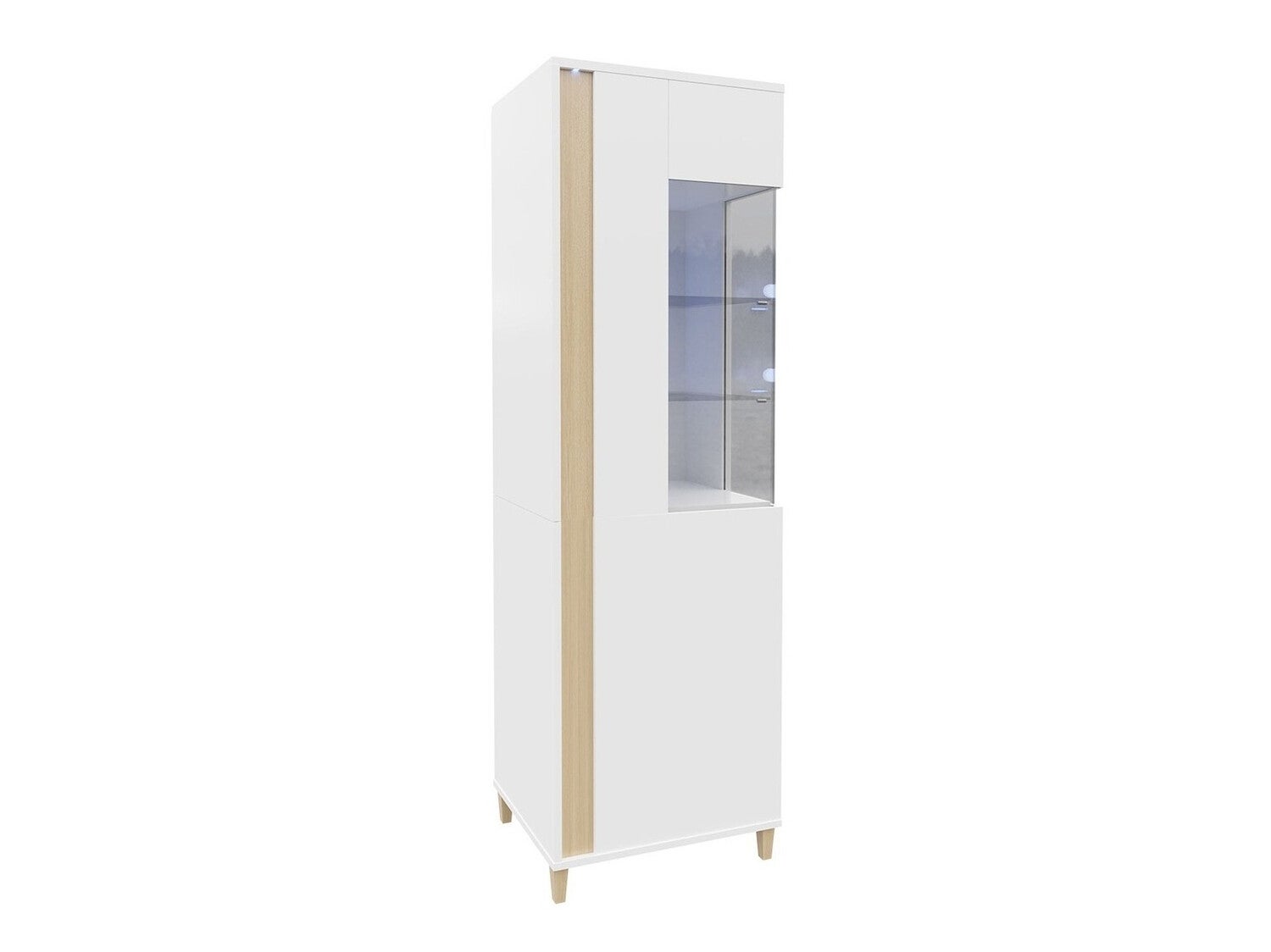 Vitrine Nashville B107, Blanc, Clair Bois, Blanc Brillant, Avec Des ...