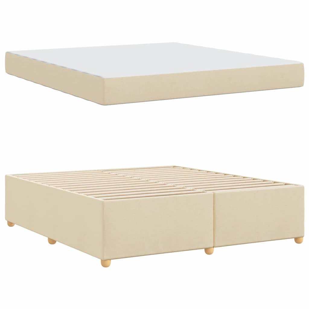 Cadre de lit avec matelas Crème 180 x 200 cm tissu - 6