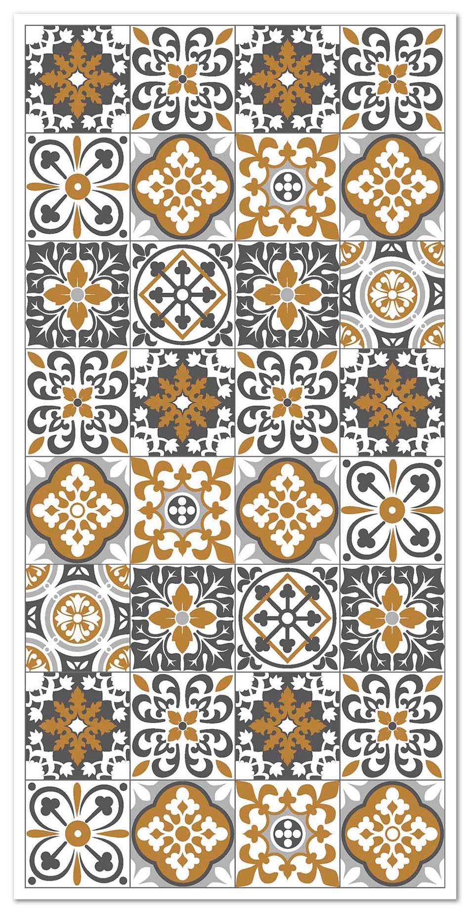 Panorama alfombra vinílica hidráulica triana naranja 200x200 cm - alfombra cocina vinilo - alfombra salón antideslizante e ignífuga