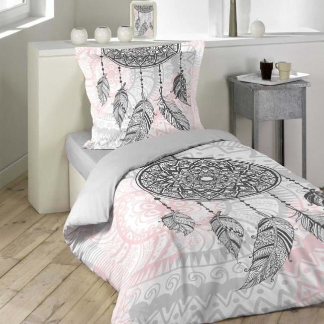 Parure de lit mandala et attrape-rêve - Rose Clair - 140x200 cm - Coton - 2