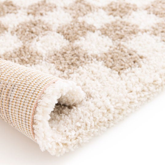 Tapis damier à poils longs - Colorama - Beige rétro - 80 x 150 cm - 5