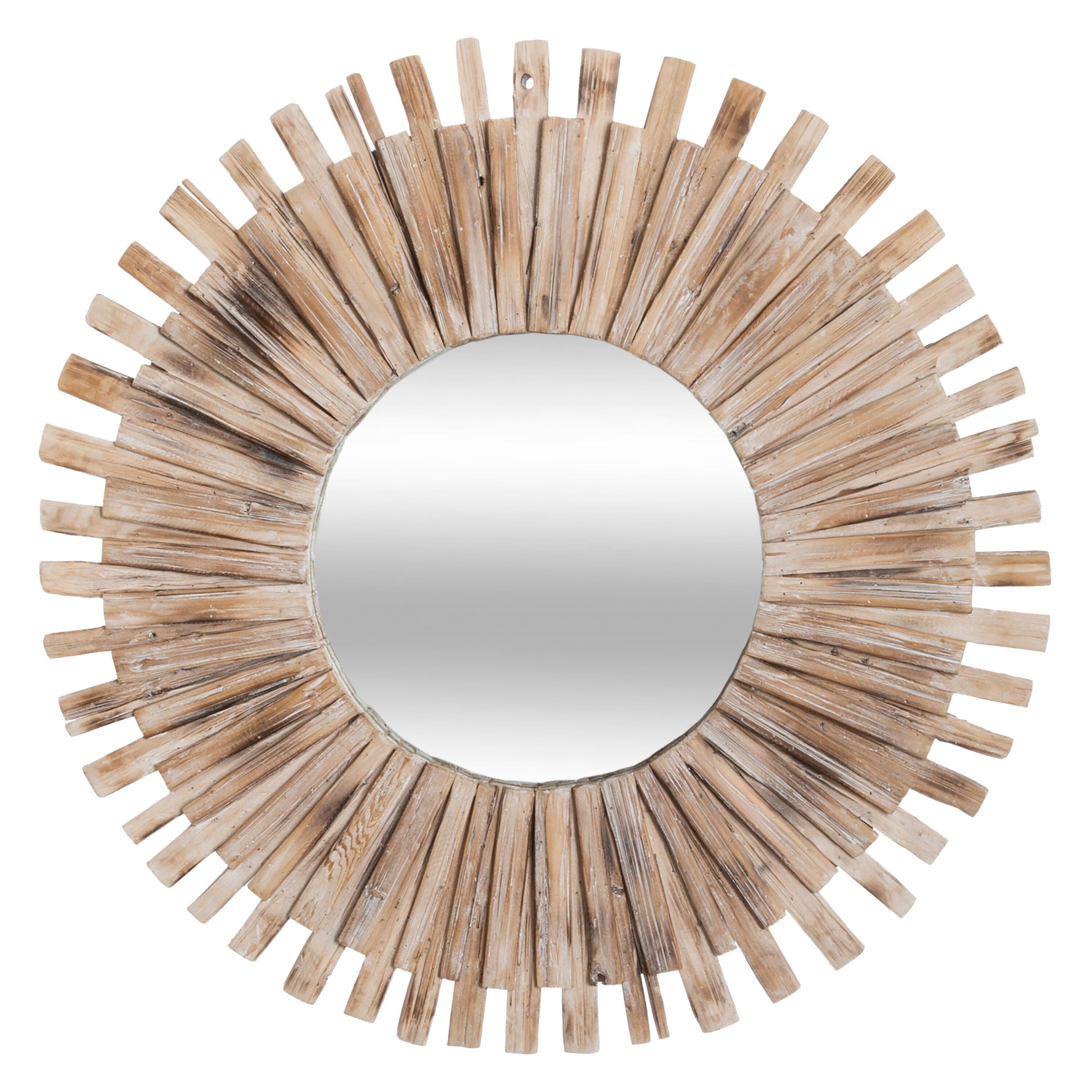 Miroir rond encadré Manon naturel 87,7 x 87,7 cm - 2