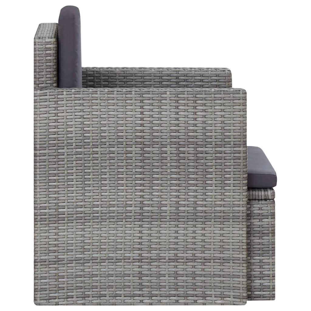 Chaise de jardin avec coussins Résine tressée Gris - 3