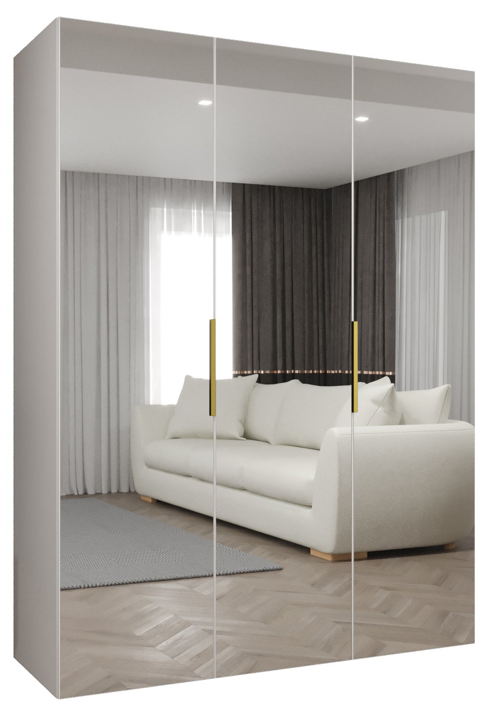 Szafa uchylna otwierana Marbella 3 150 x 52 x 202 cm biały + u. złoty Abiks Meble