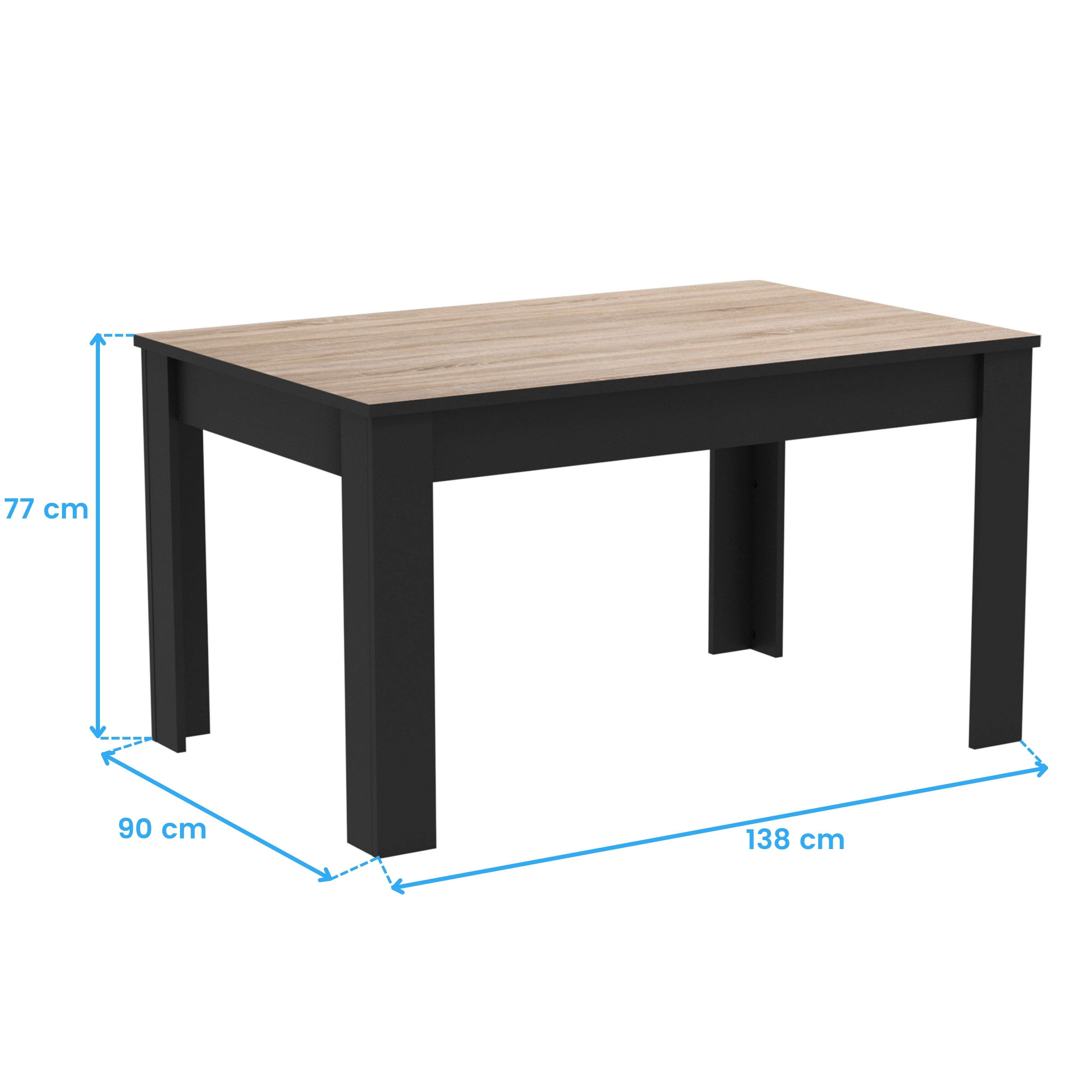 Table à manger rectangulaire décor bois et noir 4 personnes Derek-- - 5