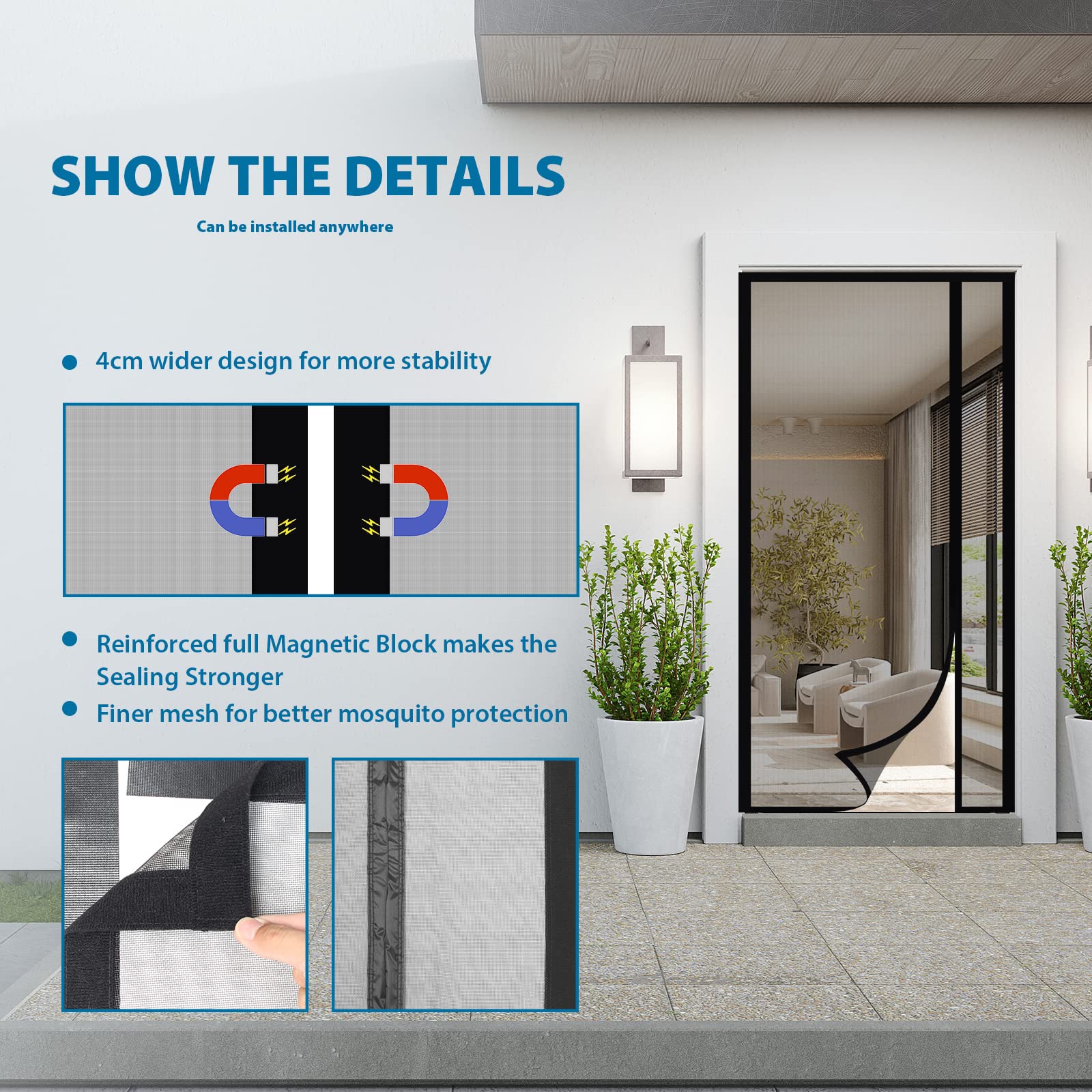 Sekey Zanzariera Magnetica Porta Anti-gatto, Zanzariere per Porte con Apertura Laterale in Fibra di Vetro, Zanzariere Magnetiche Porta del Balcone, Mo - 2