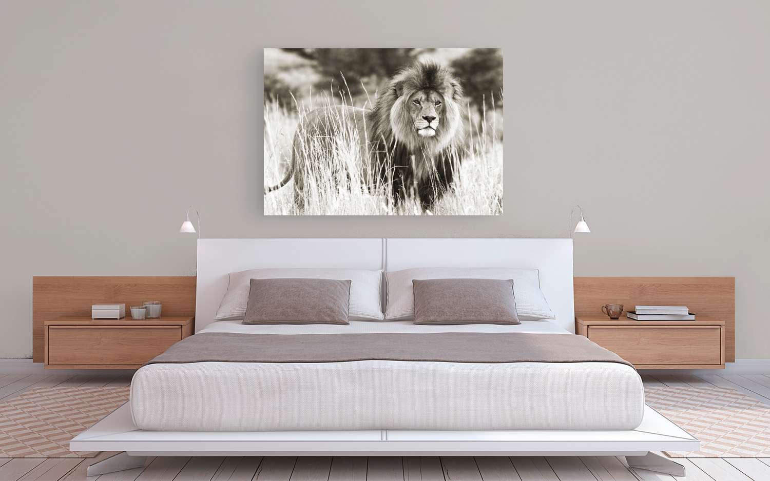 Impression sur toile - Lion dans la savane - 120x90 cm - 3