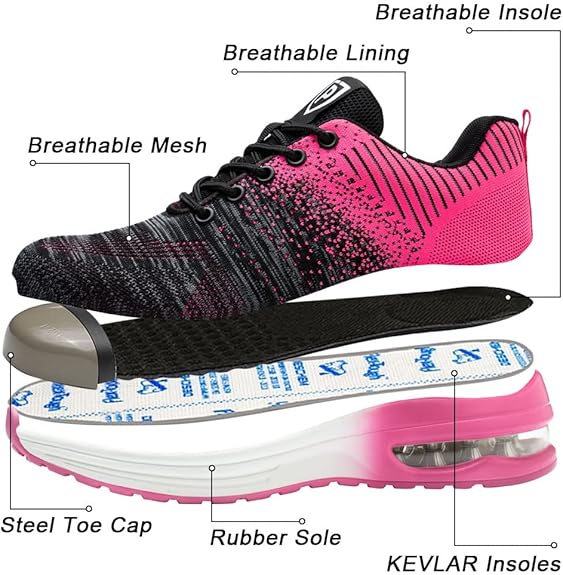 Scarpe Antinfortunistiche Leggere Unisex - Punta In Acciaio, Lacci Rapidi, Traspiranti, Taglie 38-46 EU