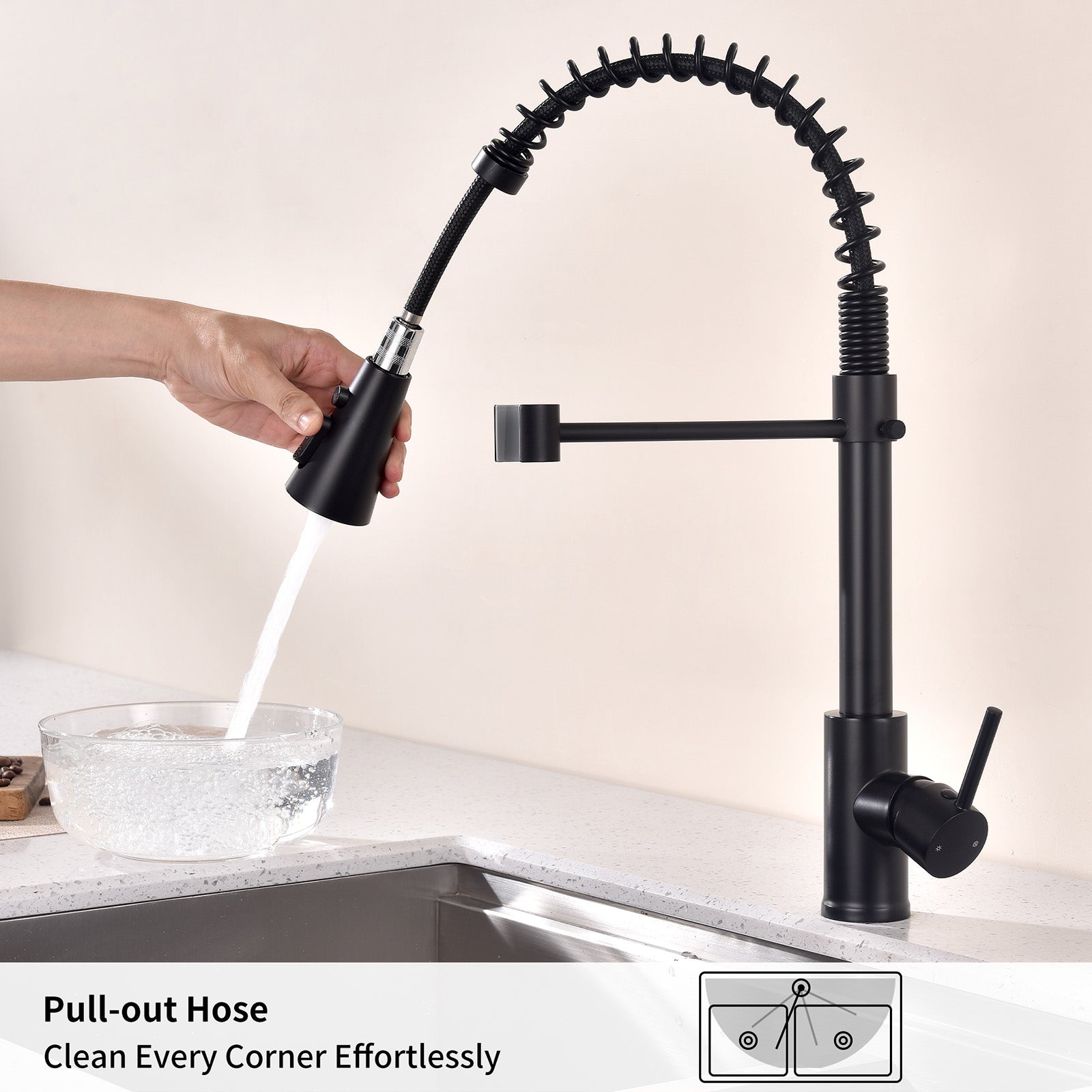 Miscelatore da cucina con molla di spruzzo Rubinetto da cucina Rubinetti da cucina Rubinetto per lavello con rotazione a 360° 4 getti Scelta di - 4