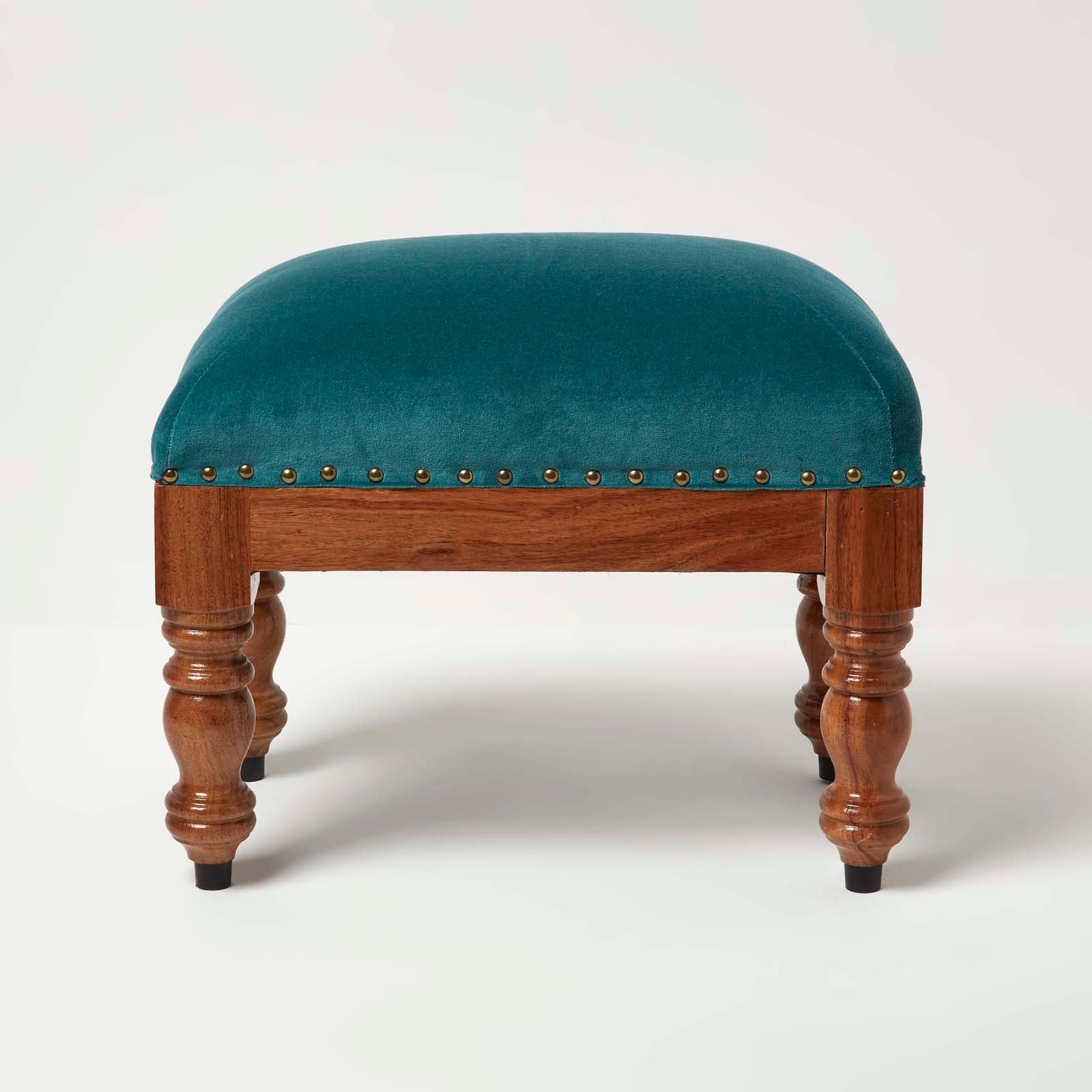 Repose-Pieds Kilim Jaipur 40x40x25 Cm - Pouf Carré Laine Motif Géométrique Bohème Marron Orange