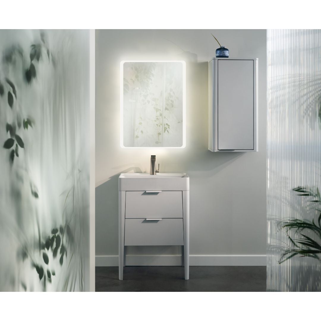 Szafka pod umywalkę wpuszczaną VIBE 80 cm biało-szara półmat - 4