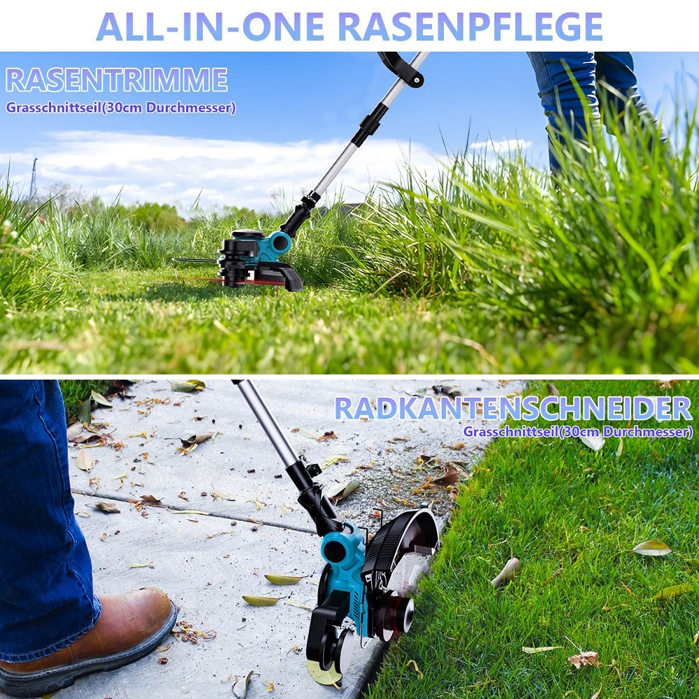 Weed Trimmer sans fil 1000W 4-en-1, moteur sans balais, 21V 2x 4,0Ah, manche télescopique, Ø26cm - 5