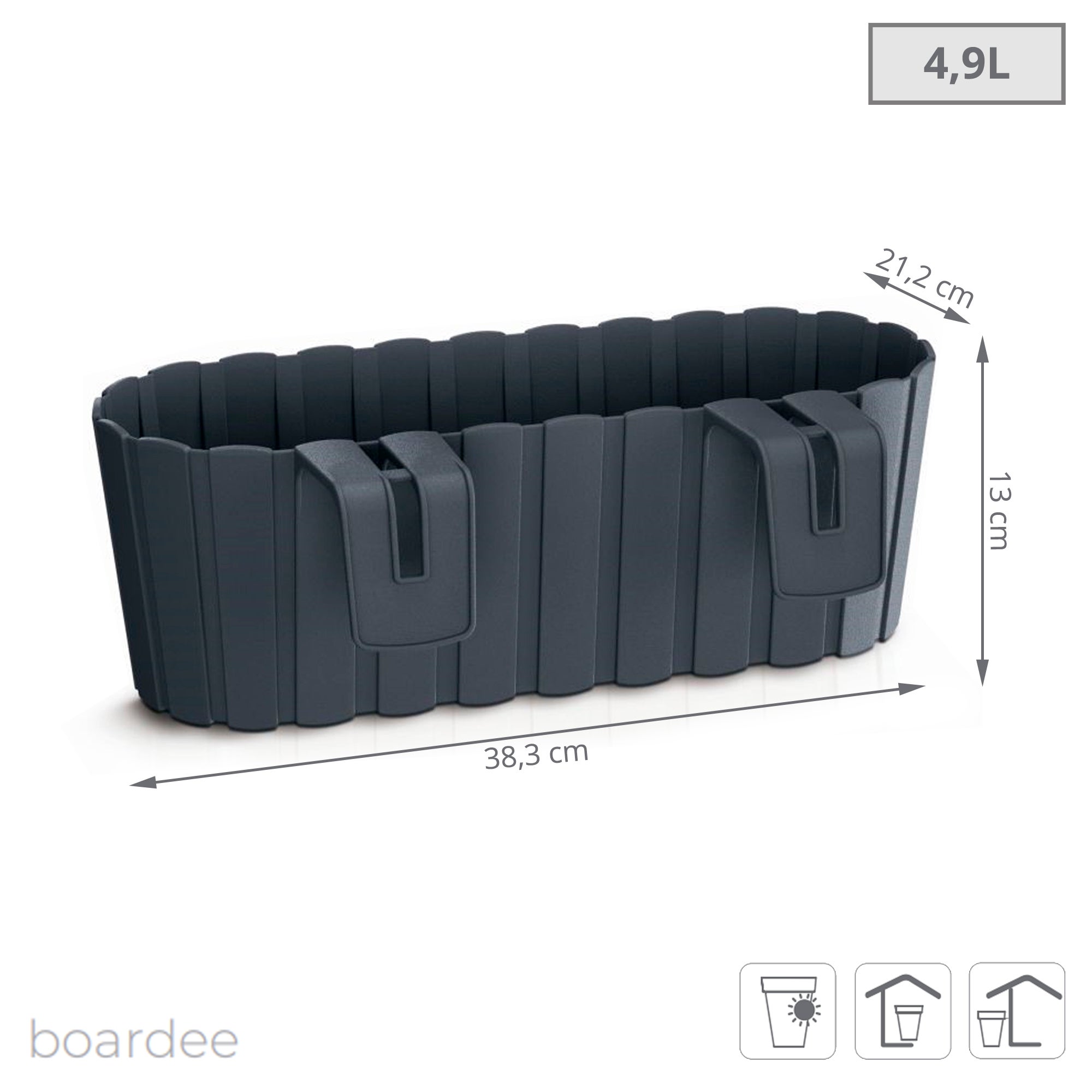 Doniczka Prosperplast BOARDEE - antracytowy DDECZ400-S433 - 3
