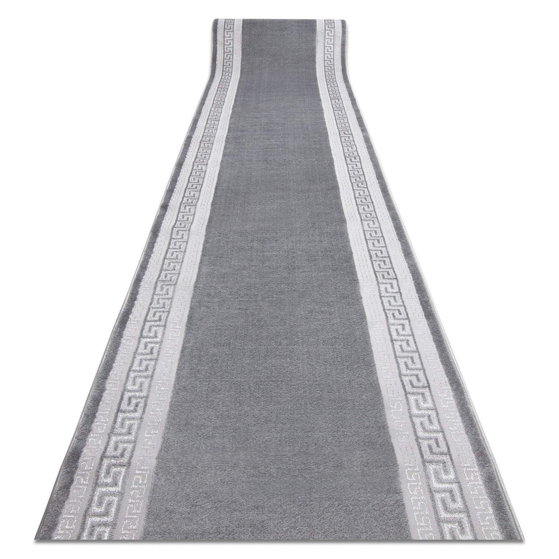 Chodnik Strukturalny MEFE 2813 Ramka, grecki klucz dwa poziomy runa szary 200 cm 200x100 cm