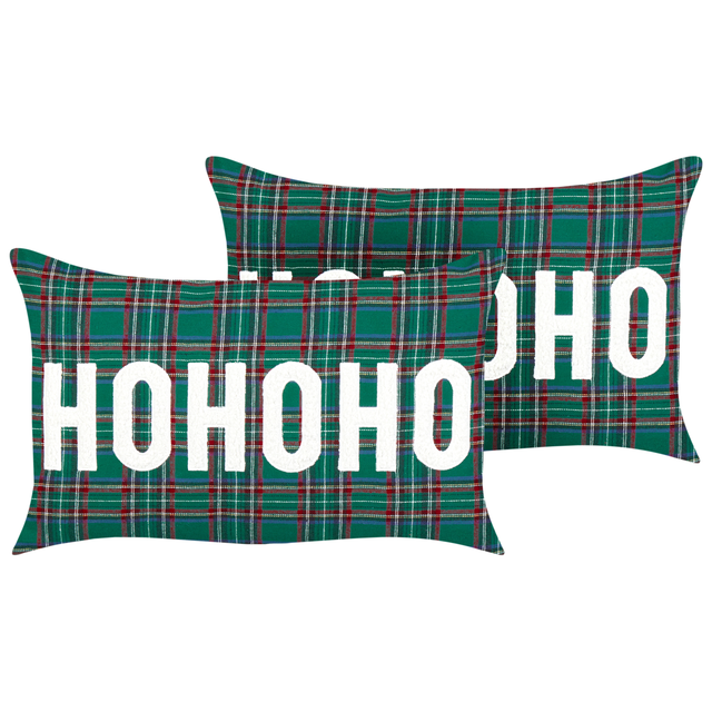 Lot de 2 coussins décoratifs JOYCANDY 30 x 50 cm Vert Motif de Noël