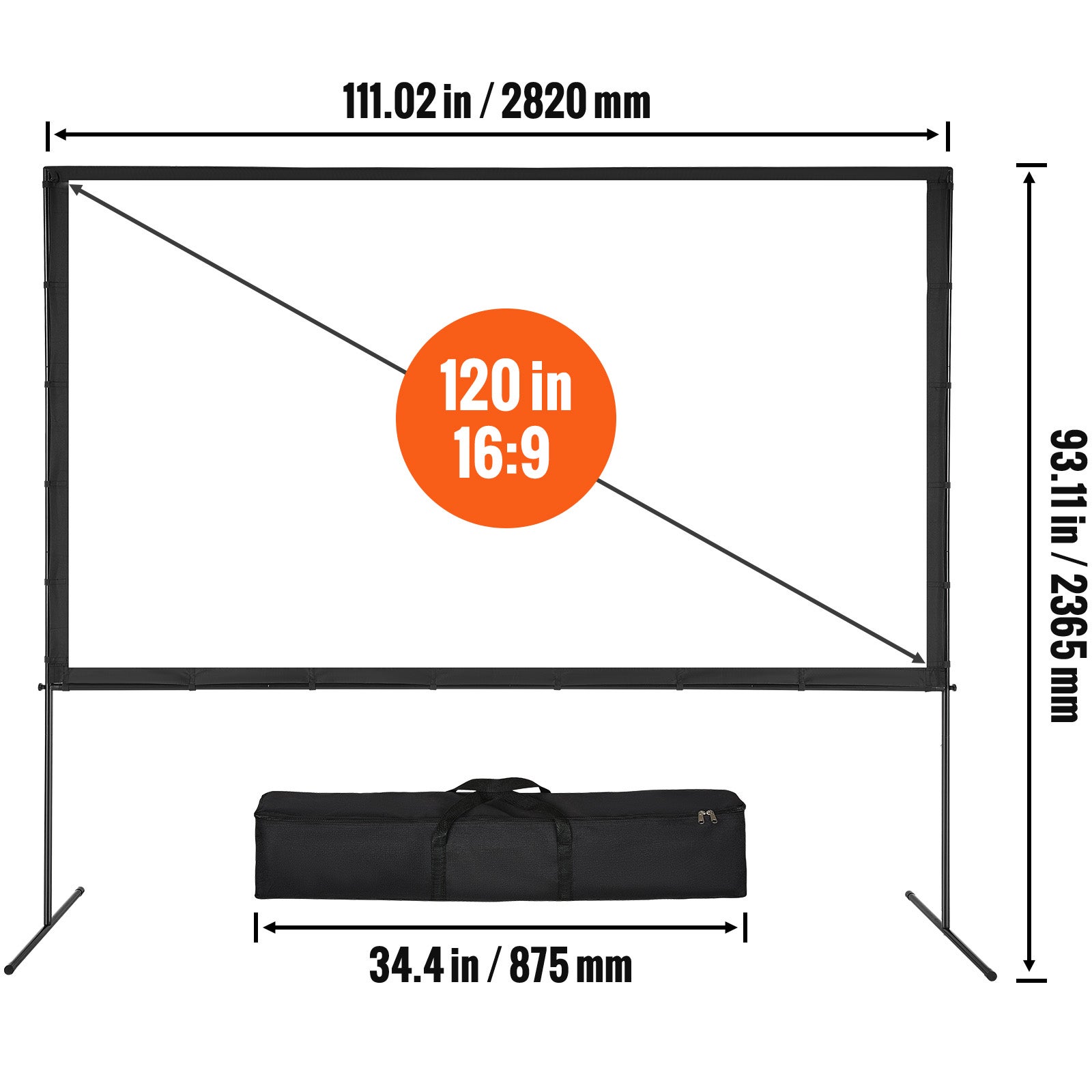 Schermo Da Proiezione 100 Pollici 16:9 Con Telaio In Alluminio – Angolo 160°, 4K HD, Rivestimento Anti-luce, Per Home Theater E Conferenze