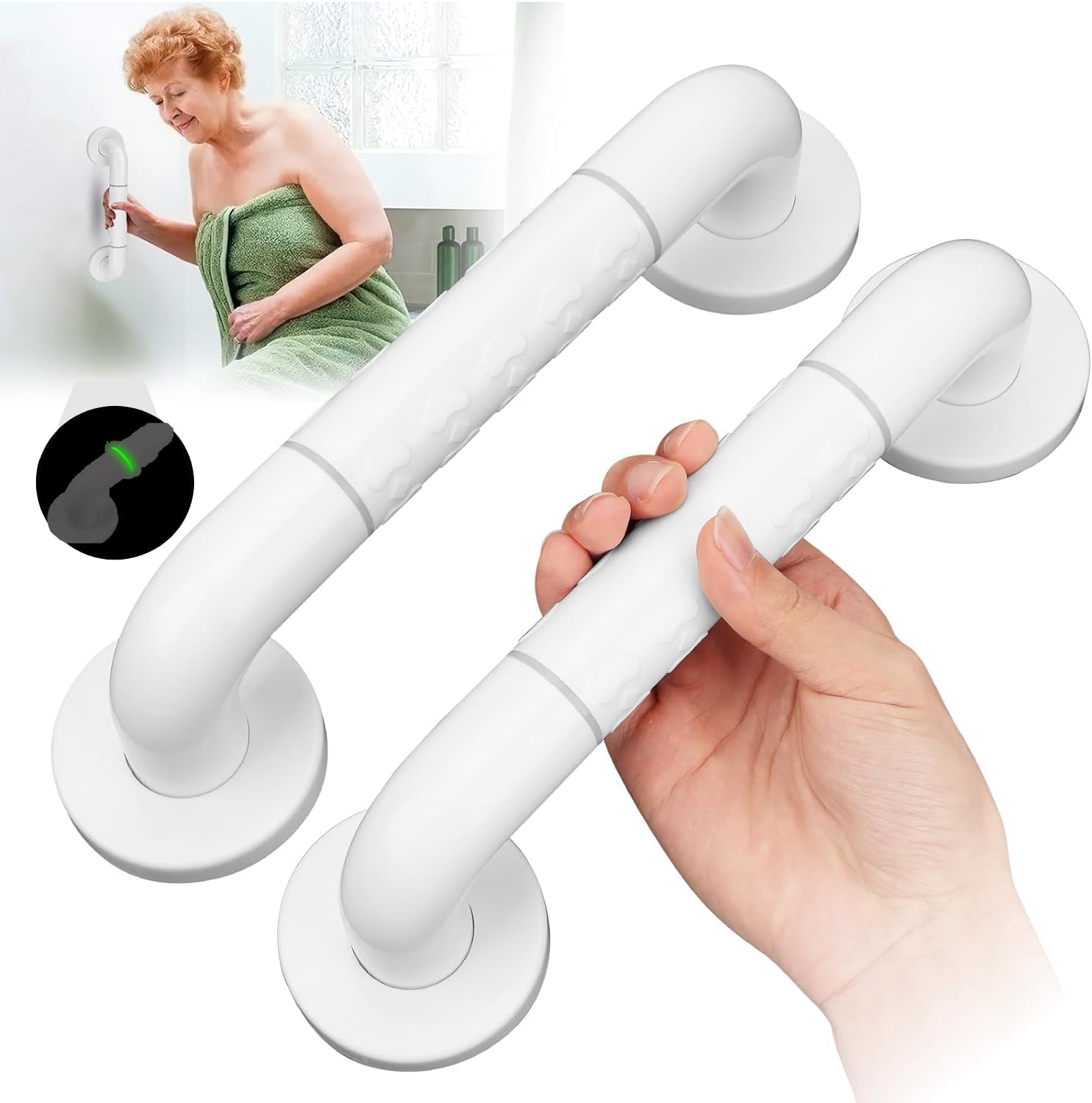 Zestaw 2 antypoślizgowych uchwytów 30 cm – uchwyty bezpieczeństwa do wanny i prysznica, zaprojektowane dla osób starszych