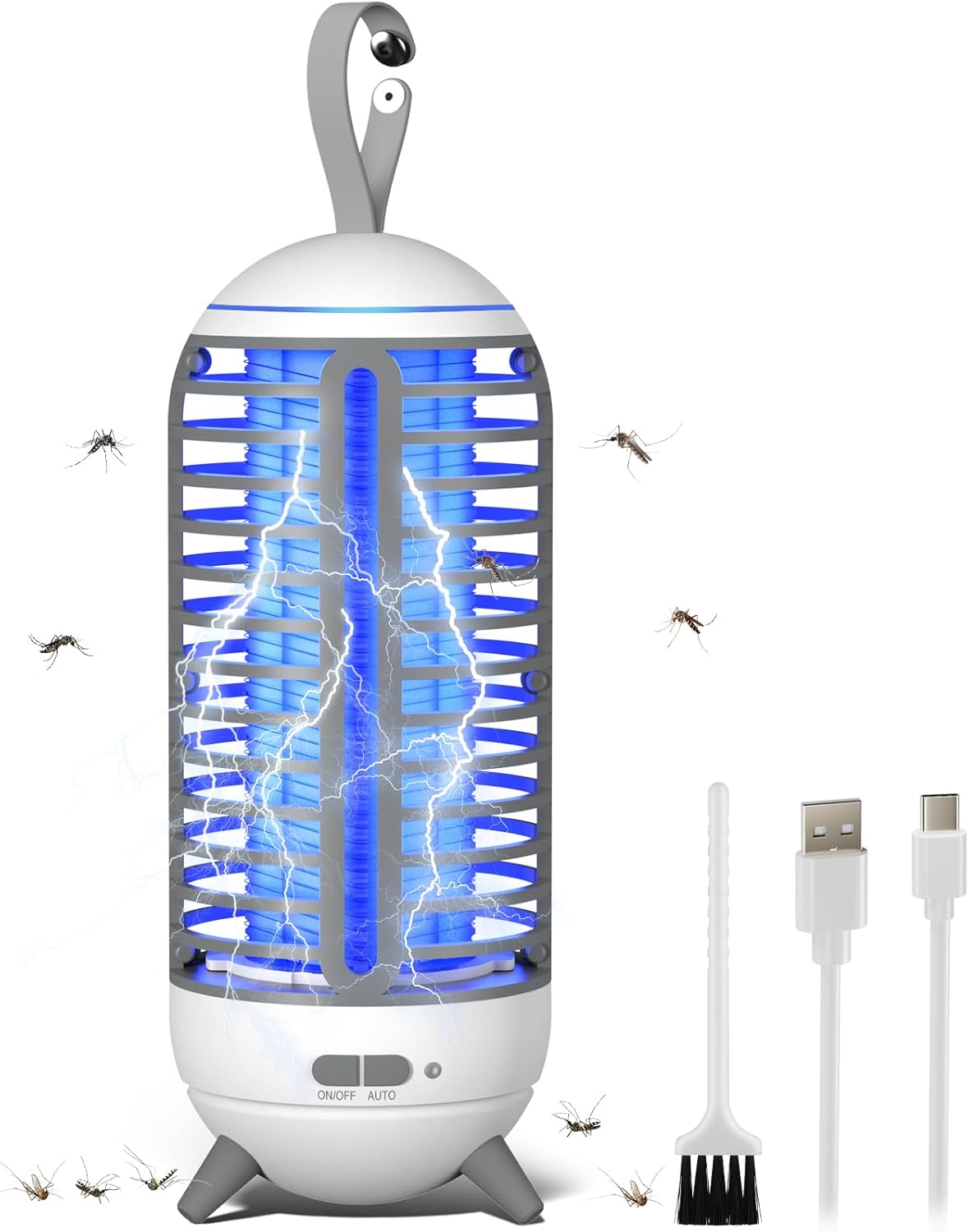 Lampa przeciw komarom – lampa przeciw muchom 2 w 1 – pułapka na muchy UV 2500 mAh z diodą LED – ładowalna lampa kempingowa USB