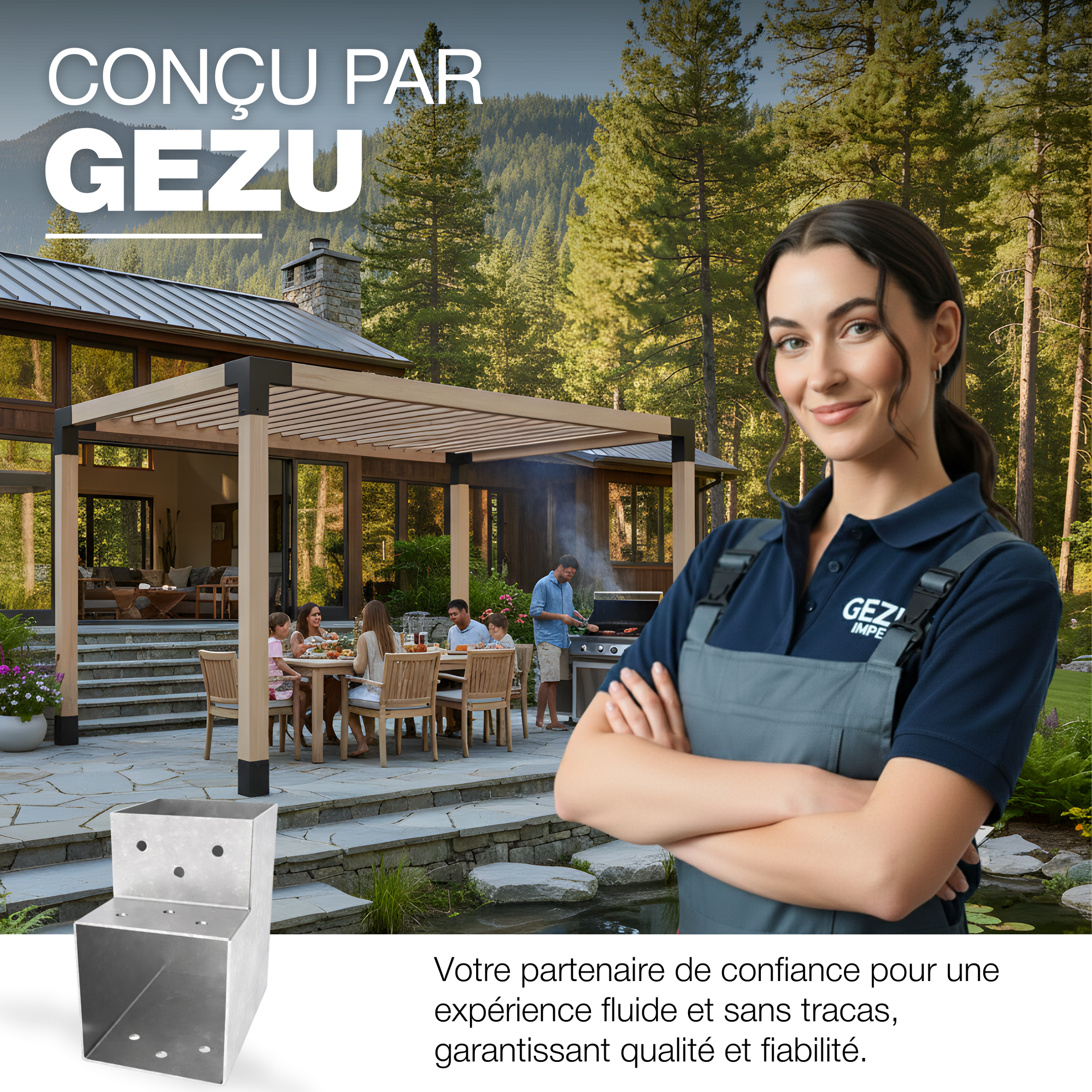Connecteur de Poteau en L 71x71 mm Galvanisé à Chaud Pergola Forme en L Connecteur de Poteau d’Angle Pavillon Pergola Connexion D'Angle GeZu Impex - 7
