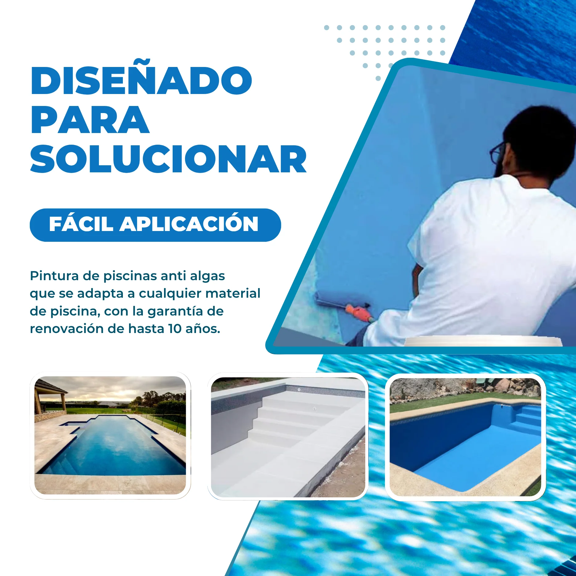 [Bleu 5KG] Peinture pour piscines à l’eau bleue avec anti-algues. Spéciale béton et ciment. Haute adhérence et séchage rapide - 2