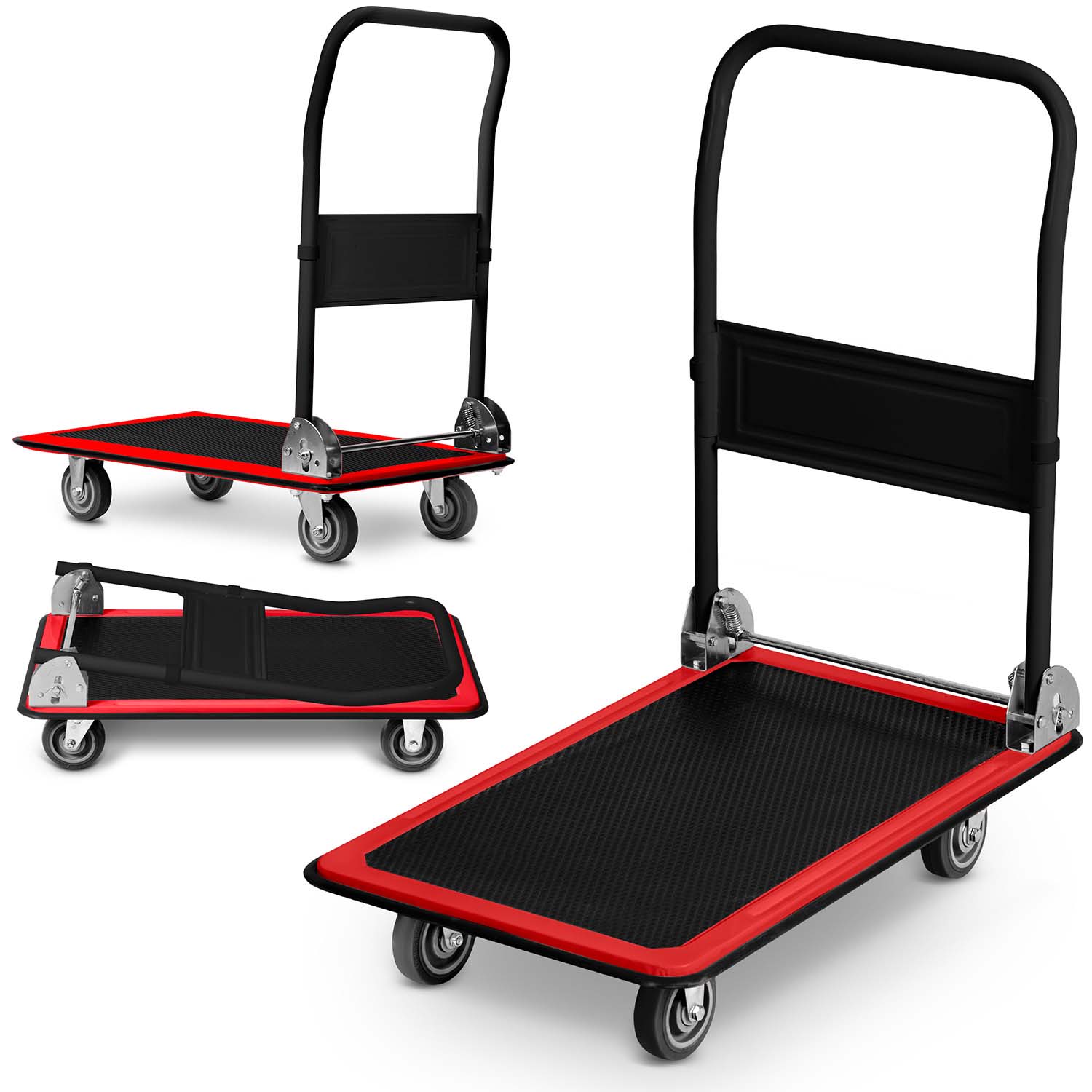 Wózek transportowy, platformowy HM-505 czar-czerwony Humberg