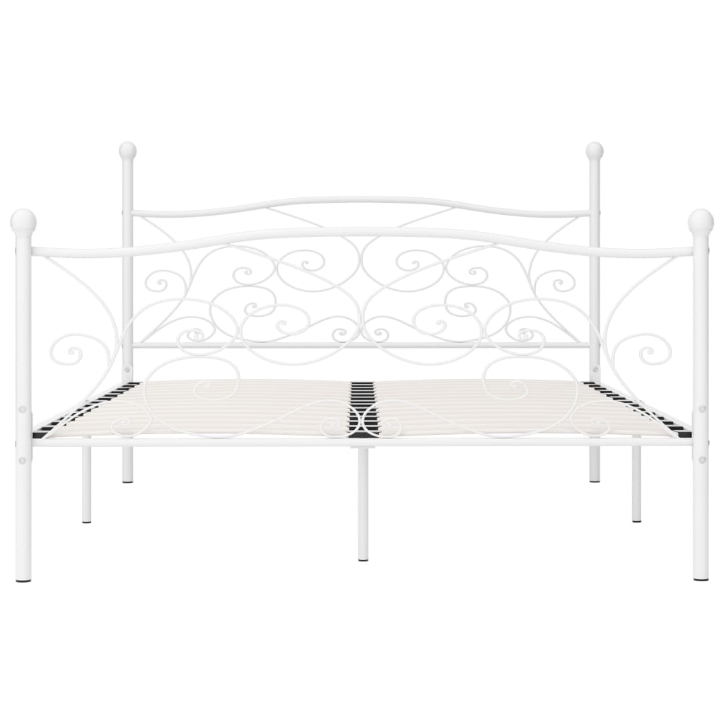Maison Exclusive - Estrutura de cama com estrado de ripas 200x200 cm metal branco - 3