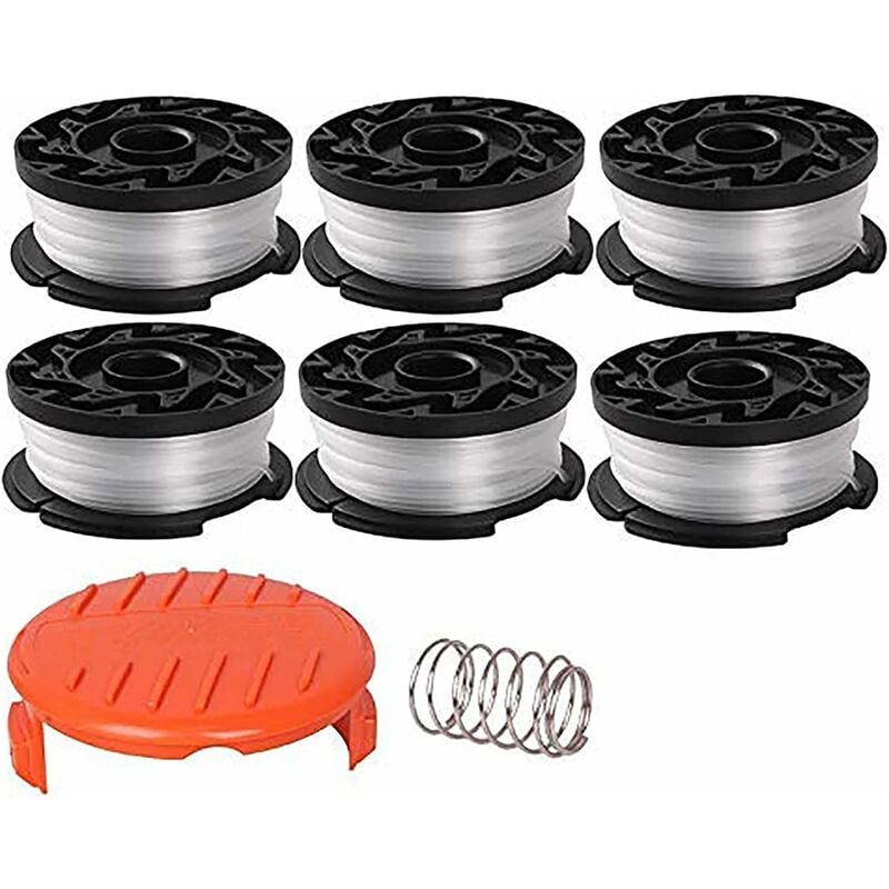 Szpule z żyłką do podkaszarek Black &amp; Decker, długość 9,1 m. Żyłki nylonowe o średnicy 1,65 mm.