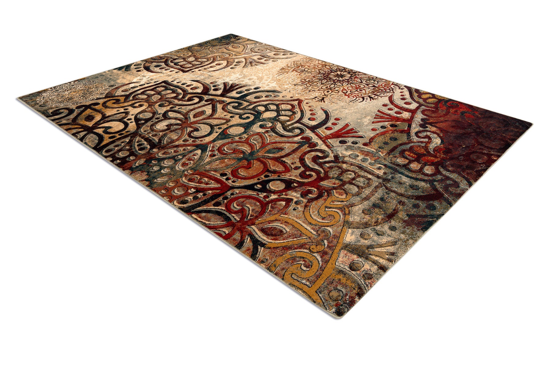 Dywan wełniany POLONIA Boho rozeta czerwony 135x200 cm - 4