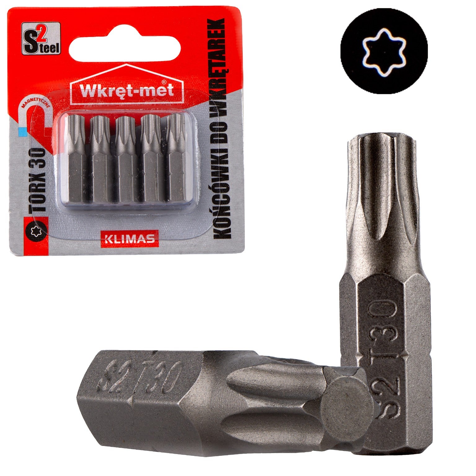 Końcówka do wkrętarki Klimas TORX T30 stal S2 5szt