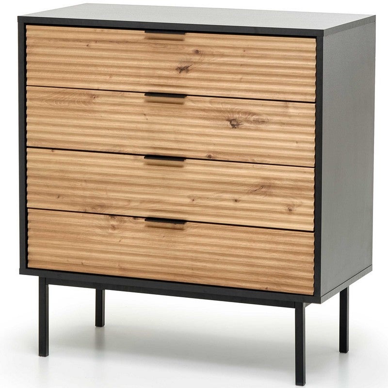 Commode style industriel aspect chêne avec structure noire en métal ...