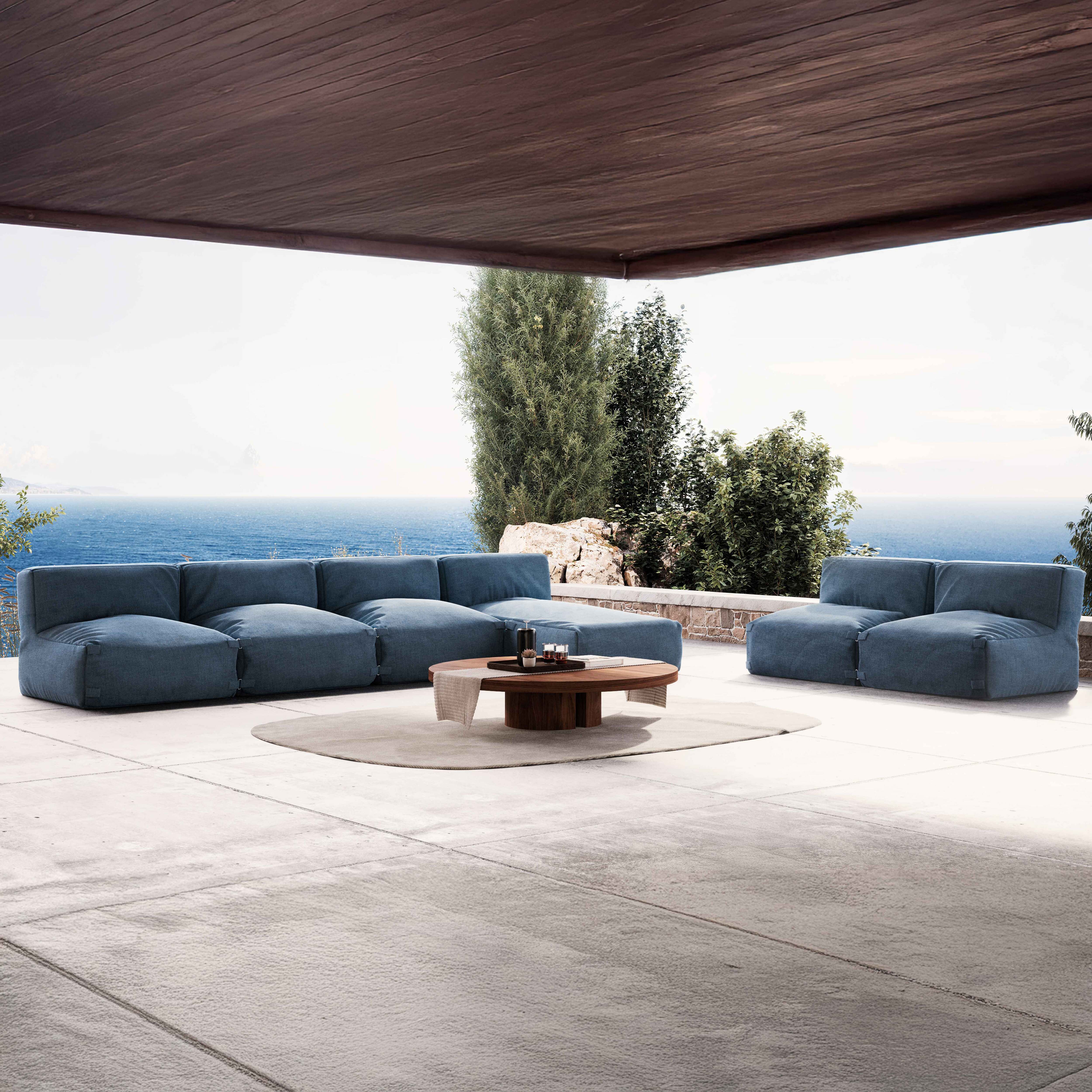 Oviala  Mueble De Jardín Modular De 6 Plazas Con Chaise Longue Pacífico, Mixi Azul , Leroy Merlin