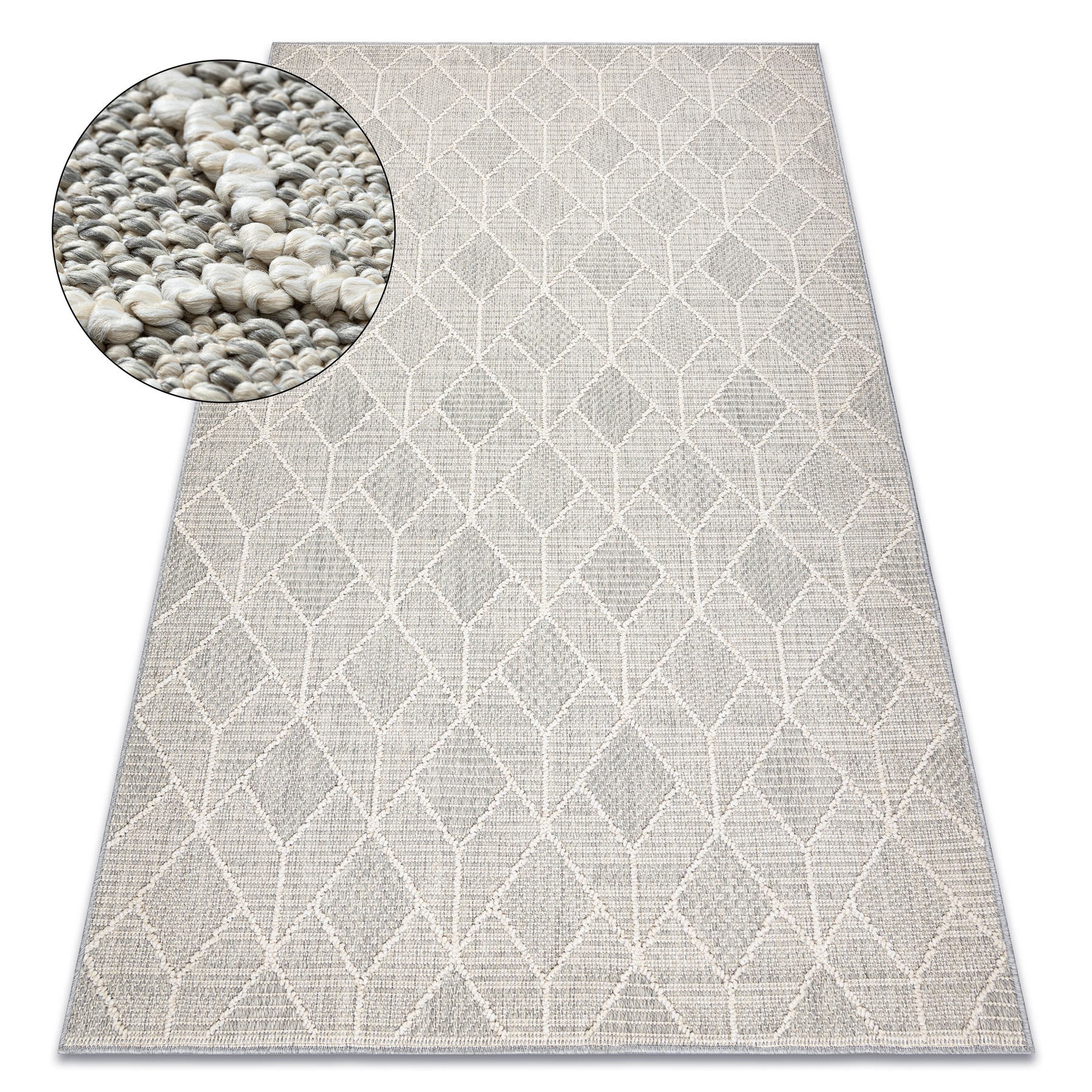 Dywan JERSEY 19231 szary - Geometryczny pętelkowy, strukturalny BOHO 180x270 cm