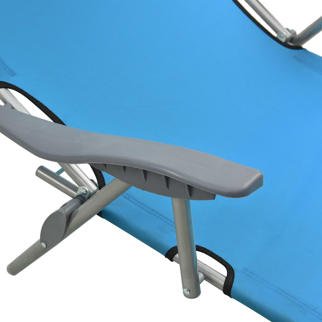 Chaise longue avec auvent Acier Bleu - 6