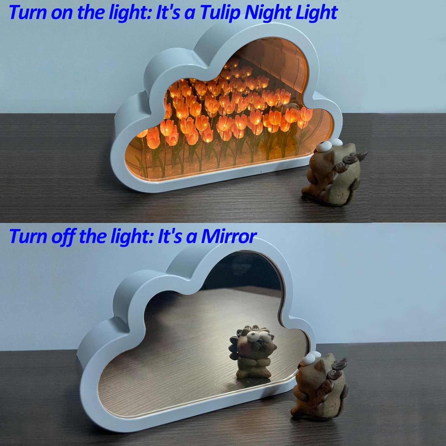 Joezhe Veilleuse Tulipe Nuage Miroir Produit Fini Lampe De Nuit