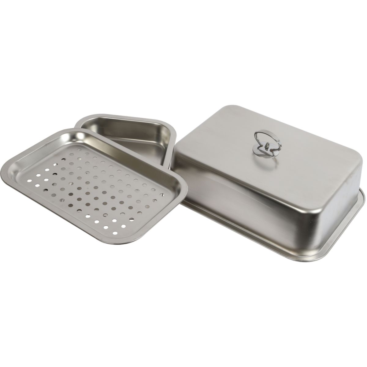 Steaming cooking set: dish + openwork support + basting dome