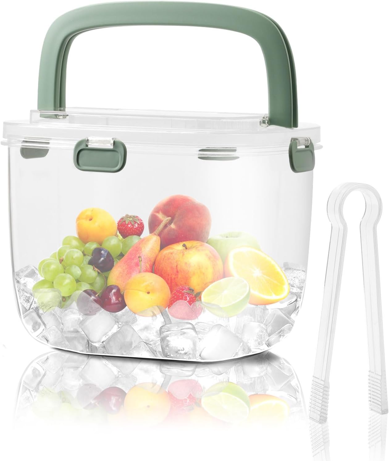 Cubitera portátil de 6,7 litros, con tapa y asa, ideal para acampar al aire libre. cubitera grande de plástico transparente para fiestas, cerveza y co