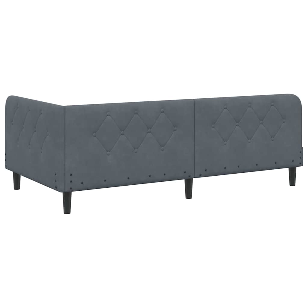 Cadre de lit d'angle en velours gris foncé pour la chambre, 90 × 200 cm - 9