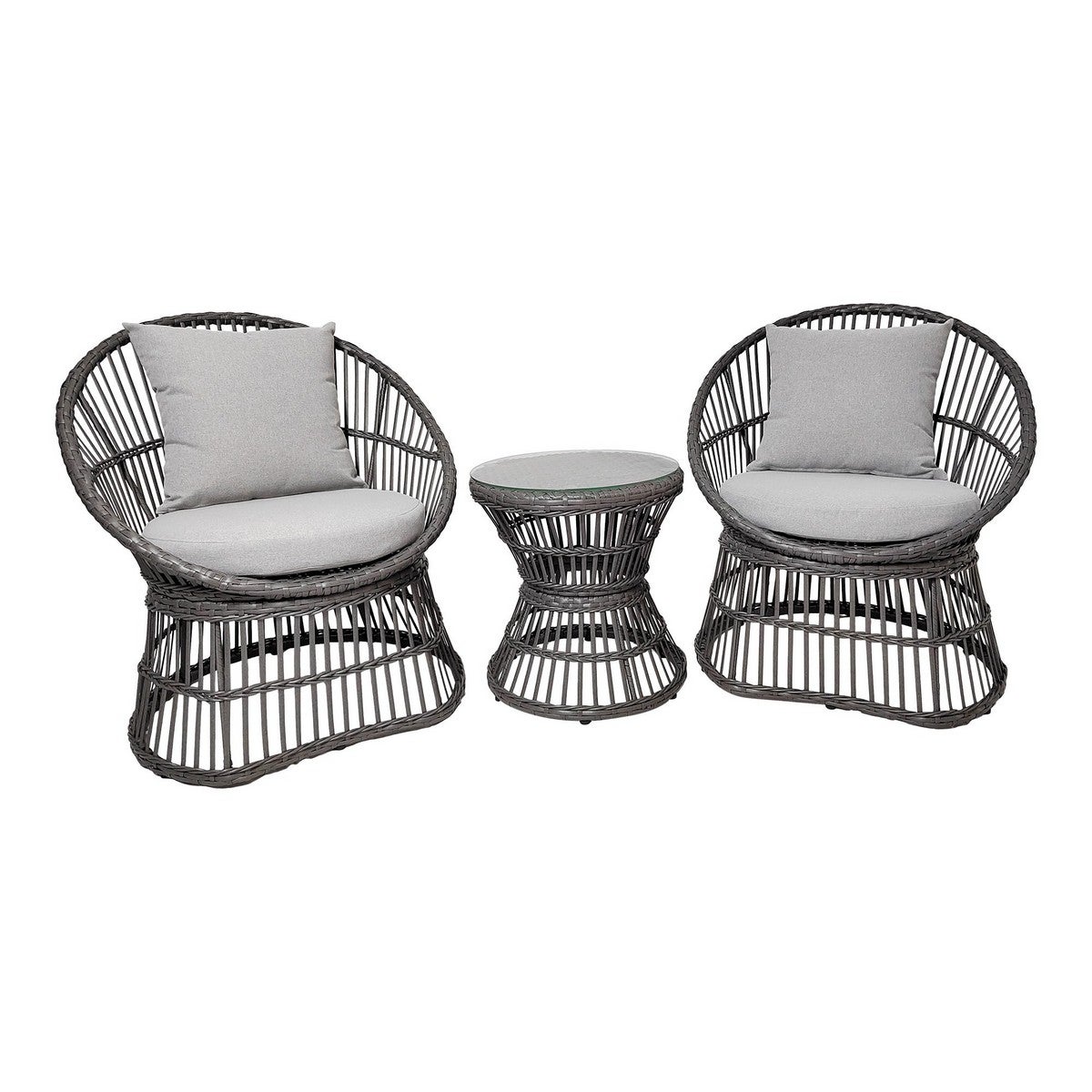 Zestaw 3 mebli ogrodowych Natal, Rattan, Szary, Seven Design