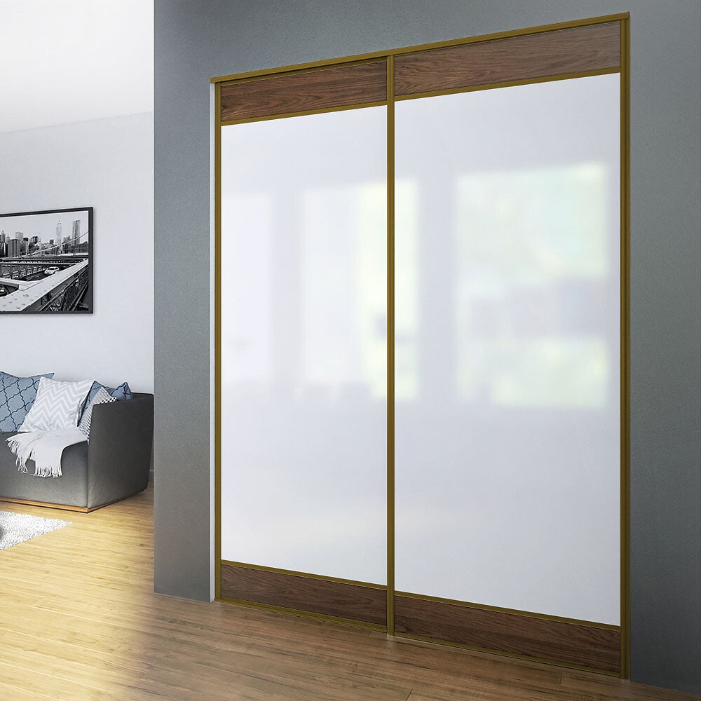 Kit SLID'UP 220 aluminium anodisé or pour 2 portes de placard coulissantes 18 mm - rail 1,8 m - 70 kg - 3