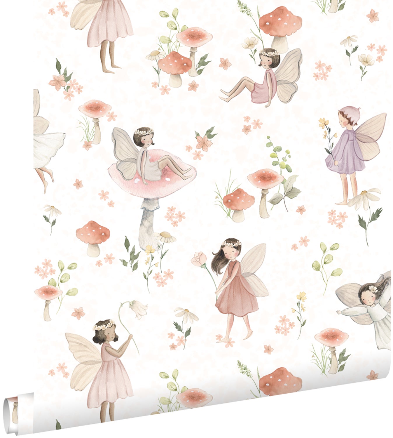 Tapeta wróżki różowymIbiałym - 50 x 900 cm - ESTAHOME