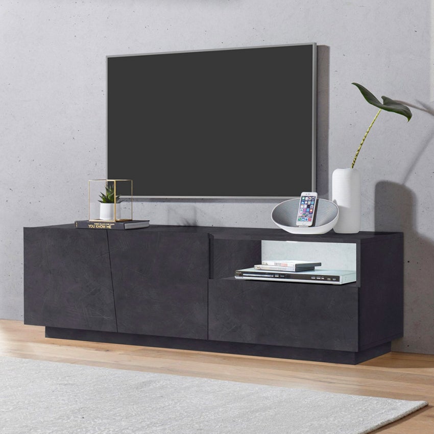 Web Furniture  Mueble De Tv Moderno Con Puertas Correderas De Cajón 150Cm Vega Low Ardesia , Leroy Merlin