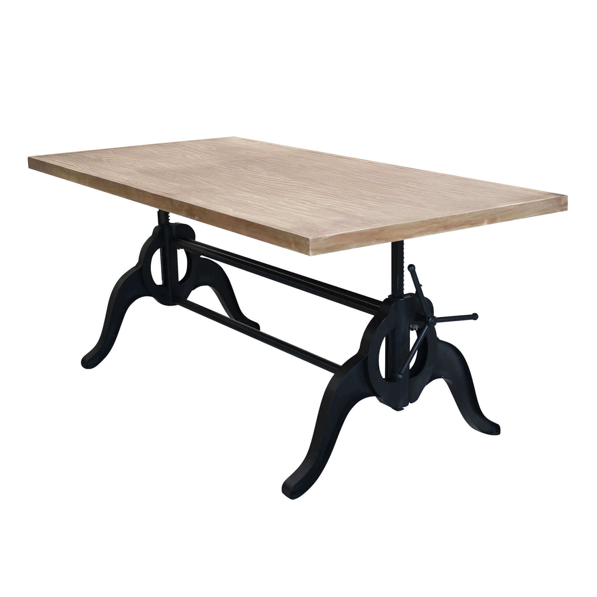 Table à manger en bois massif et fer à fer réglable en hauteur de style ...
