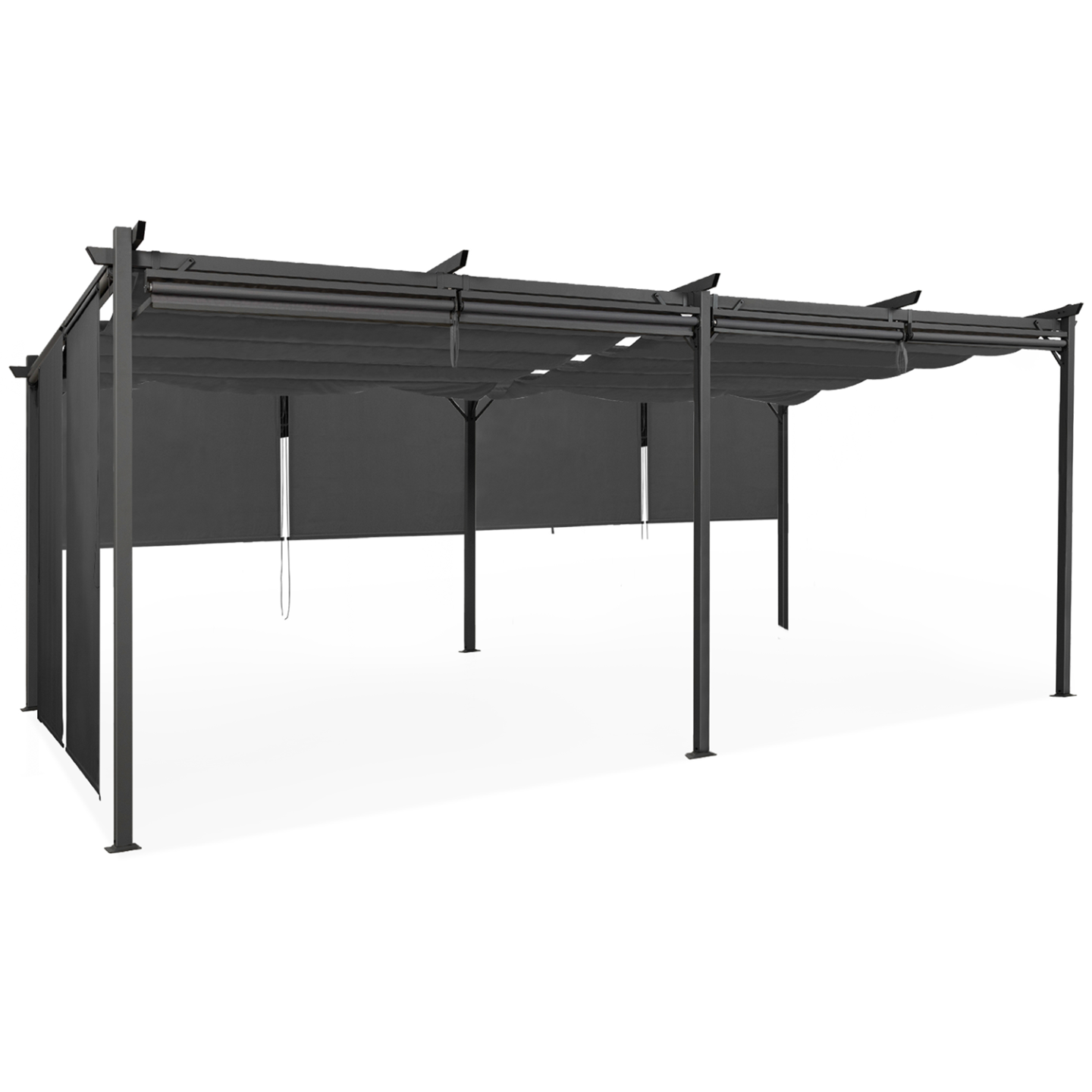 Pergola édition spéciale toit rétractable 3x6 M et 6 stores gris anthracite - 2