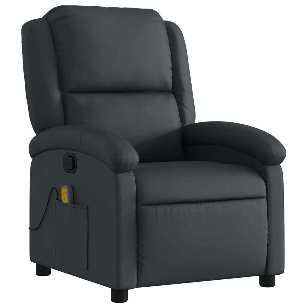 Fauteuil de Salon，Chaise，Fauteuil de massage inclinable noir cuir véritable - 3