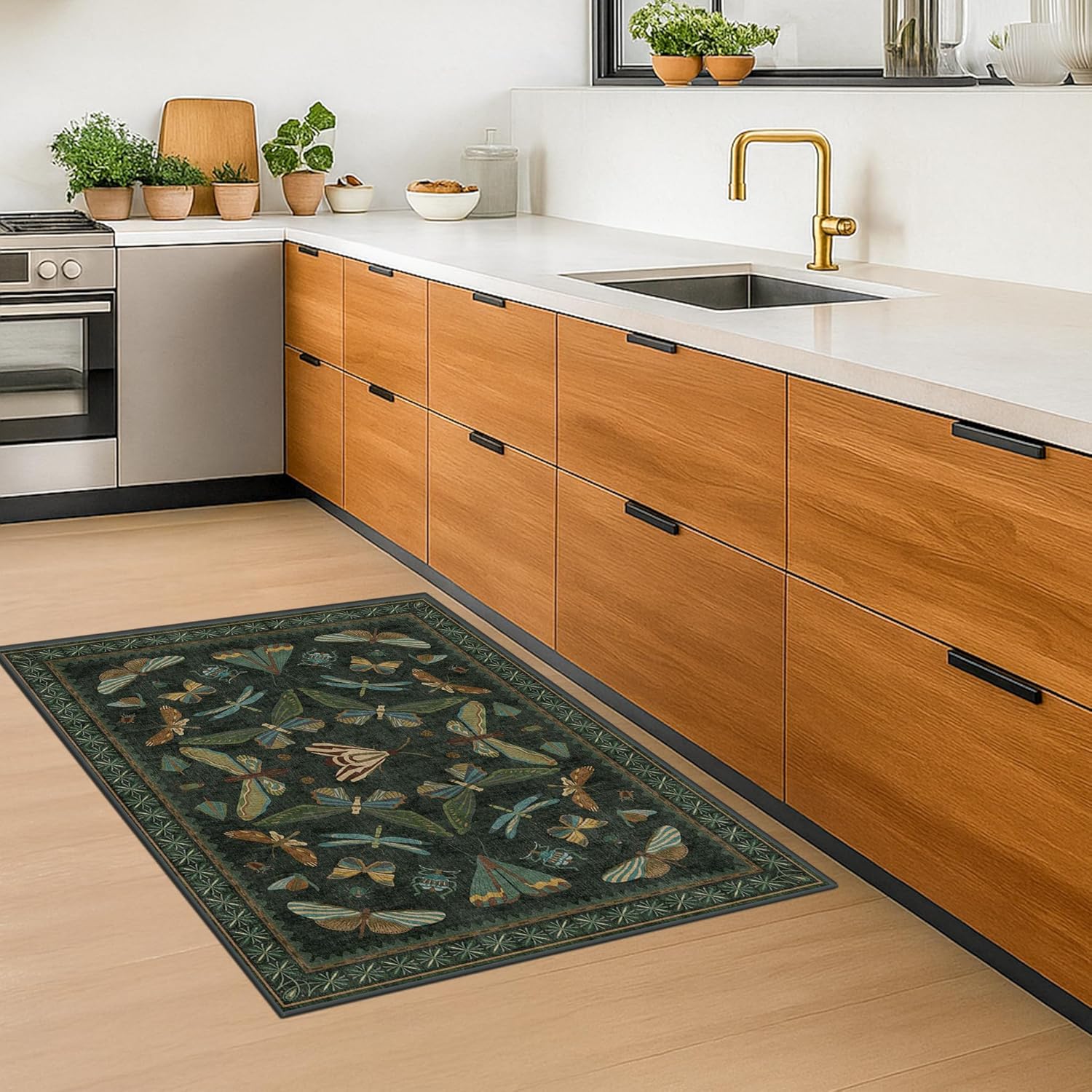 KAKET Paillasson de style bohème, lavable, antidérapant, 50x80 cm, idéal pour les cuisines, entrées et les salles de bain grâce son pouvoir absorbant - 3