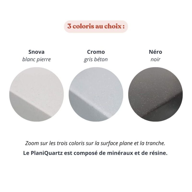 Kitchenette K08L - 120 cm a Noir - Nero - Plan monobloc quartz évier à gauche - 6