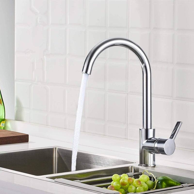 Bateria kuchenna, obrotowa bateria zlewozmywakowa 360°, bateria kuchenna ze stali nierdzewnej z wyjmowanym aeratorem, chrom, U-Format