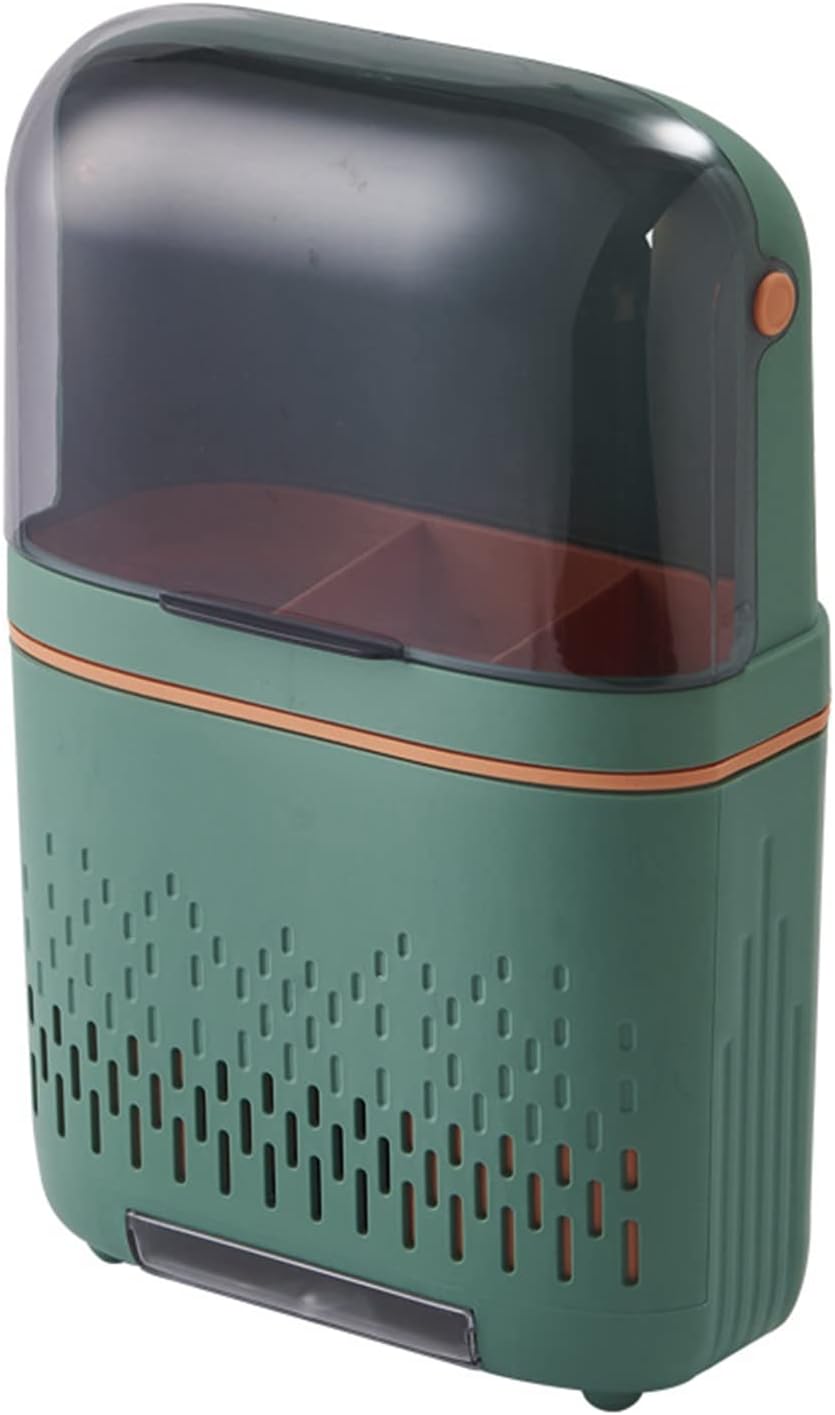 Portautensili Da Cucina Verde Con Doppio Scomparto, In Acciaio Al Carbonio E Plastica, 20x9x16 Cm, Organizer Per Posate E Non Solo - 4