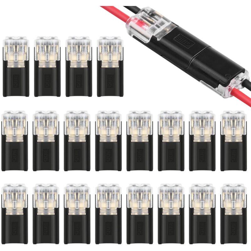 Lot de 20 de conectori auto cu 2 pini - conector cu conectare rapidă 18 - 24 AWG - conector sertizat - conector de cablu